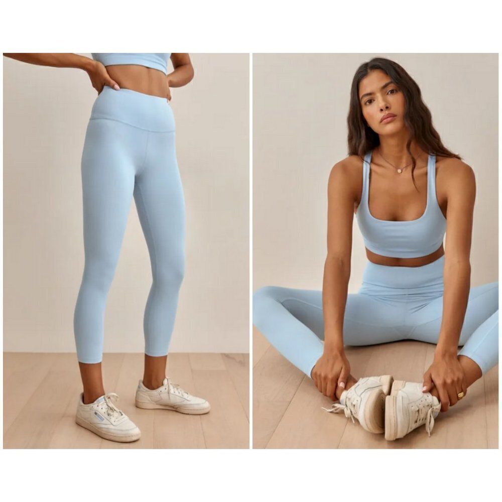 💕REFORMATION💕 Ecomove High Rise Cropped Legging ~ Mineral Light Blue XL NWT